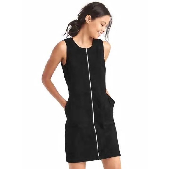 Gap Suede Sleeveless Shift Dress in True Black. Size 4. New Without Tag. - Picture 1 of 5
